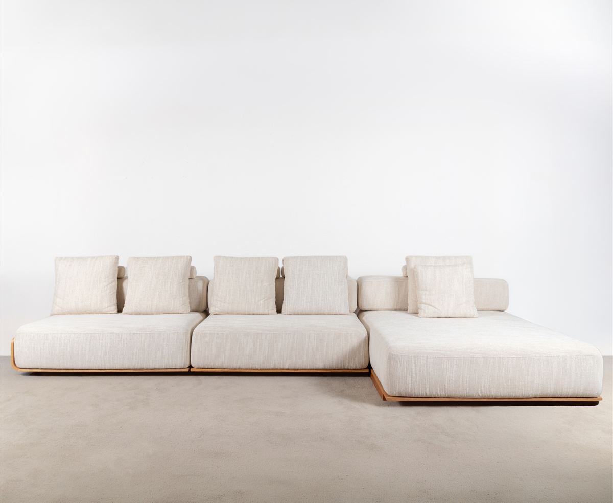 Sofá Tray modular off-white com chaise
